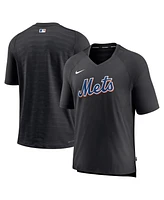 Nike Men's Black New York Mets Authentic Collection Pregame Raglan Performance V-Neck T-Shirt