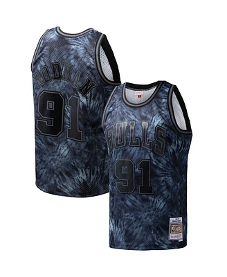 Mitchell & Ness Men's Dennis Rodman Black Chicago Bulls Hardwood Classics 1995/96 Tie-Dye Swingman Jersey