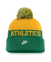 Nike Men's Green Oakland Athletics Rewind Peak Cuffed Knit Hat with Pom