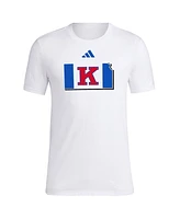 Adidas Men's White Kansas Jayhawks Basketball State Outline Fresh T-Shirt