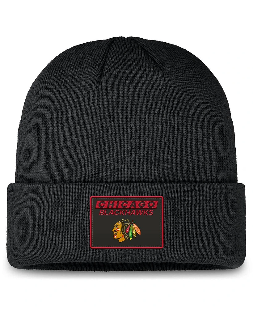 Fanatics Men's Black Chicago Blackhawks Authentic Pro Cuffed Knit Hat