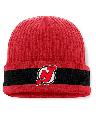 Fanatics Men's Red New Jersey Devils Blueliner Cuffed Knit Hat