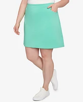 Hearts Of Palm Plus It Had To Be Blue Solid Tech Stretch Pull On Skort
