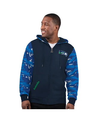 Starter Men's Navy Seattle Seahawks Thursday Night Gridiron Vintage Logo Full-Zip Hoodie