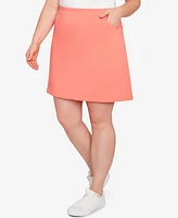 Hearts Of Palm Plus Spring Forward Solid Tech Stretch Pull On Skort
