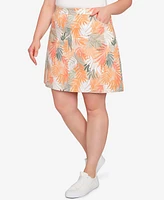 Hearts Of Palm Plus Size Spring Forward Printed Tech Stretch Pull On Skort