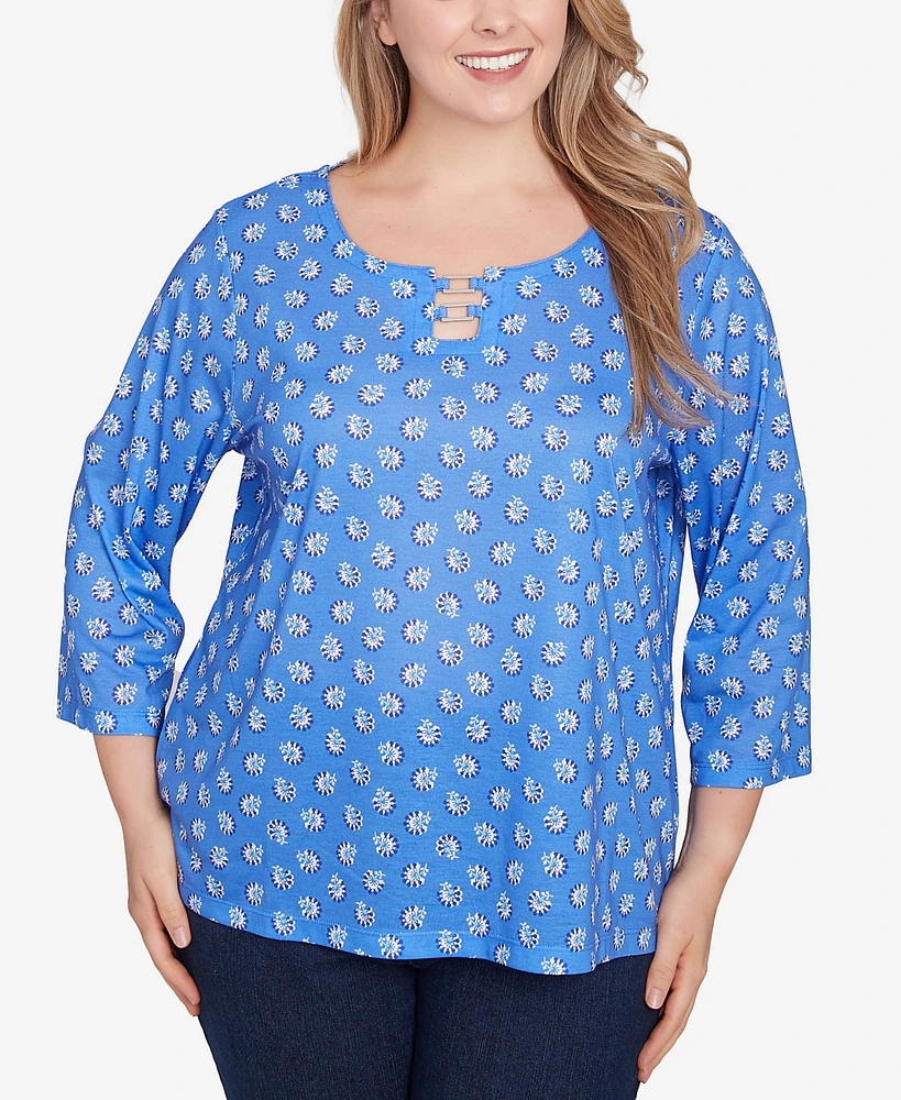 Hearts Of Palm Plus Making Waves Printed Square Ring Front Top