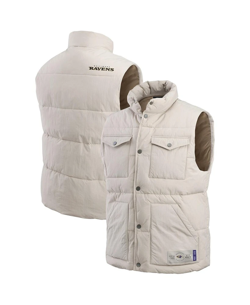 Fanatics Men's Cream Baltimore Ravens Puffer Full-Snap Vest