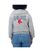 Wear by Erin Andrews Women's Heather Gray Boston Red Sox Speckled Fleece Cropped Full-Zip Hoodie