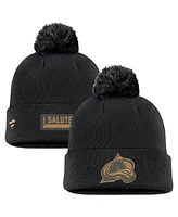 Fanatics Men's Black Colorado Avalanche Military Appreciation Cuffed Knit Hat with Pom