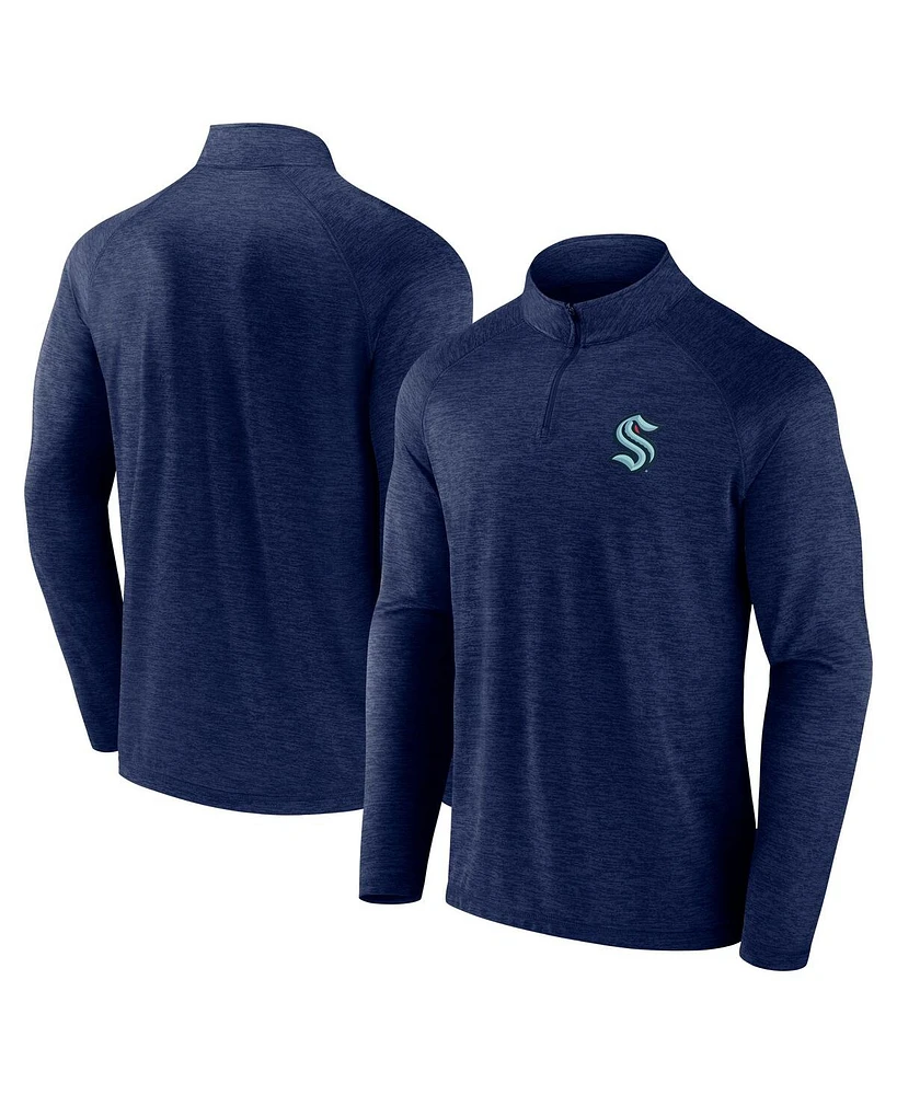 Logo Athletic Men's Navy Seattle Kraken Head-to-Head Raglan Quarter-Zip Top