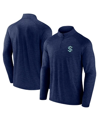 Logo Athletic Men's Navy Seattle Kraken Head-to-Head Raglan Quarter-Zip Top