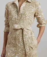 Lauren Ralph Petite 100% Linen Floral Shirtdress