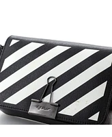 Pre-Owned Off White Mini Binder Clip Flap Bag Striped Leather