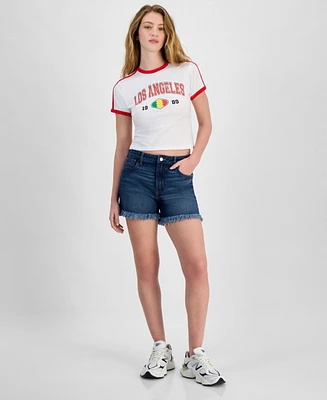 Celebrity Pink Juniors' Festival High-Rise Fringe-Trim Shorts