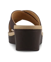 Journee Collection Women's Biara Crisscross Platform Wedge Sandals