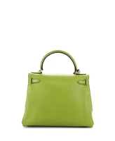 Pre-Owned HERMES Kelly 28 Handbag Green Swift with Palladium Hardware