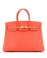 Pre-Owned HERMES Birkin 35 Handbag Red Epsom with Gold Hardware