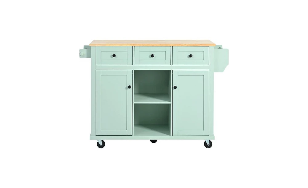 Kitchen Cart with Drop-Leaf Countertop and Storage for Small Spaces