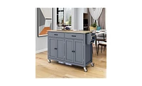 Kitchen Island Cart with 4-Door Cabinet and Ample Storage Space for Organization