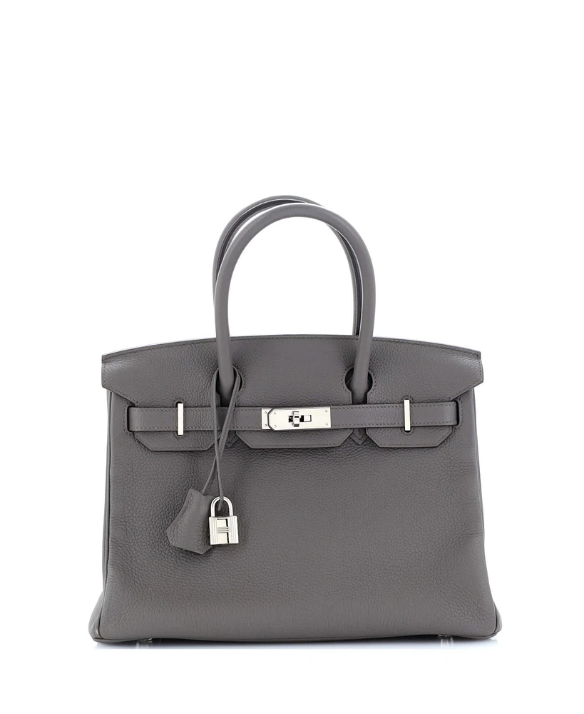 Pre-Owned HERMES Birkin 30 Handbag Grey Togo with Palladium Hardware