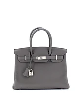 Pre-Owned HERMES Birkin 30 Handbag Grey Togo with Palladium Hardware