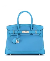 Pre-Owned HERMES Birkin 30 Handbag Blue Togo and Swift with Palladium Hardware