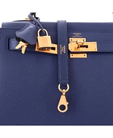 Pre-Owned HERMES Kelly 28 Handbag Blue Epsom with Gold Hardware