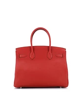 Pre-Owned HERMES Birkin 30 Handbag Red Vache Trekking with Palladium Hardware