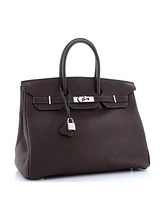 Pre-Owned HERMES Birkin 35 Handbag Brown Togo with Palladium Hardware