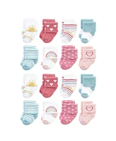 Hudson Baby Cotton Rich Baby Terry Socks 16-Pack, Modern Rainbow, 6-12 Months