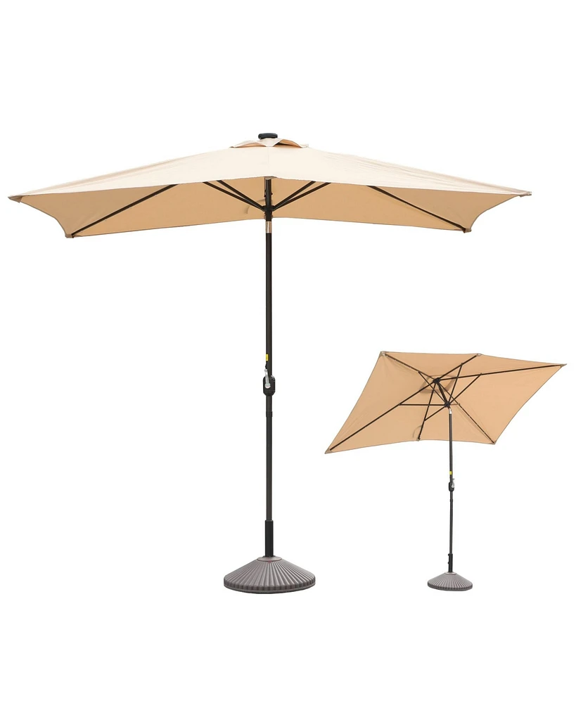 10' x 6'5 Rectangular Lighted Market Umbrella(Sand)