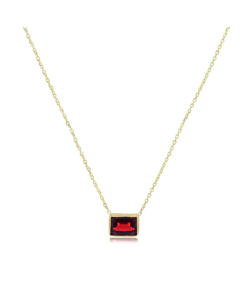 The Lovery Garnet Emerald Cut Single Bezel Necklace 14K Gold