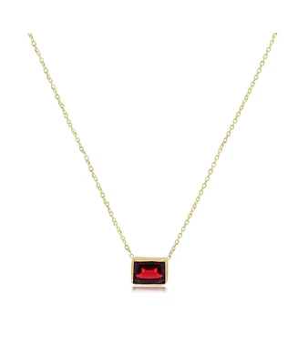 The Lovery Garnet Emerald Cut Single Bezel Necklace 14K Gold