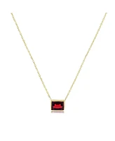 The Lovery Garnet Emerald Cut Single Bezel Necklace 14K Gold