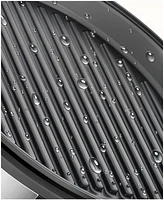 Elite Cuisine 12-Inch Stainless Steel Deluxe Indoor Grill with Tempered Glass Lid