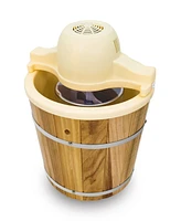 Elite Cuisine 4 Quart Old Fashioned Pine Bucket Electric Ice Cream Maker