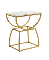 StyleCraft Home Collection 16" Marble Norman Wyatt Home Loren Elliptical Side Table