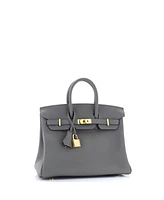 Pre-Owned HERMES Birkin 25 Handbag Grey Swift with Gold Hardware