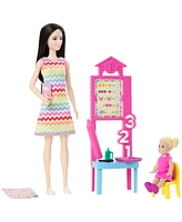 Barbie Teacher Doll with Blonde Fashion Doll, 1 Toddler Doll, & Teaching Accessories