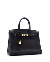 Pre-Owned HERMES Birkin 30 Handbag Black Togo with Rose Gold Hardware