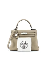 Pre-Owned HERMES Kelly Handbag Clemence with Palladium Hardware