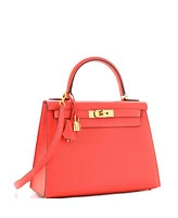 Pre-Owned HERMES Kelly 28 Handbag Red Epsom with Gold Hardware