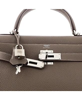 Pre-Owned HERMES Kelly 28 Handbag Grey Togo with Palladium Hardware