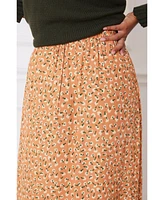 Paneros Clothing Women s Floral Printed Avery Midi Skirt Chai Ditsy