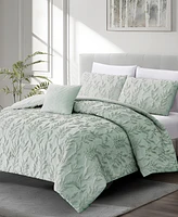Rachel Roy Jacquard Puckered Botanical 3-Pc. Comforter Set, Twin