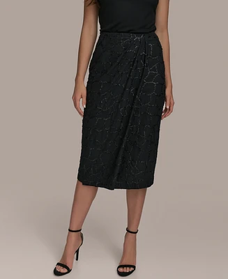 Donna Karan New York Women's Sequin Faux-Wrap Pencil Skirt