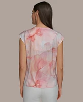 Donna Karan New York Women's Printed V-Neck Blouse