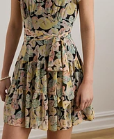 Lauren Ralph Women's Floral Belted Georgette Tiered Dress