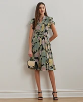 Lauren Ralph Women's Floral Belted Georgette Shirtdress